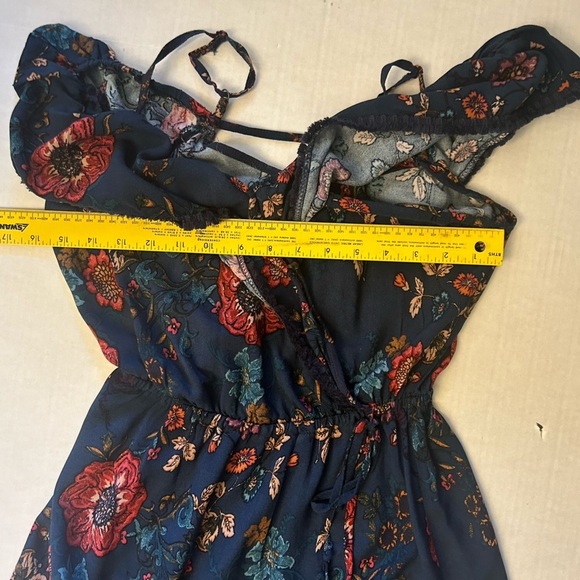 Xhilaration Blue Floral Mini Dress Casual off shoulder sundress Sz-S. W19 - Picture 7 of 9